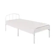 Design Square Metal Bedframe Single Size Country Style - White
