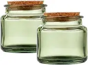 2Pcs Glass Candle Making Jars Empty 100ml Small Glass Bottles Aromatherapy Candle Bottles Candle Holders Candle Making Jars with Cork Lids, Green