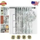 Light Filtering Antique Green 108" Cotton Curtain Panel - Elegant Toile Design