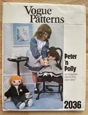 Vogue Sewing Pattern 2036, Peter' n Polly Dolls with Clothes, Transfers, Uncut