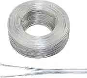 30FT~200FT 2-core Parallel Electronic Wire 26AWG Tinned Copper Conductor 26 Gauge Wire Flexible Transparent PVC Cable 300V 80℃ High and Low Temperature Resistant Robot Wire/Speaker Wire(200FT(61M))