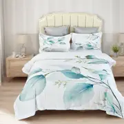 Fabric Fantastic Queen Size Angelis Leaves Quilt/Doona/Duvet Cover Set