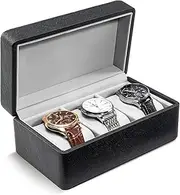 ProCase 3 Slot Travel Watch Case for Men Women, PU Leather Mens Watch Box Organizer and Storage Watch Holder, Watch Box With Pillow for Christmas Birthdays Anniversary -3 Slot, Black