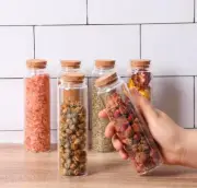 6 Ct 200ml Glass Bottles/Empty Glass Bottle With Cork Vials Jars