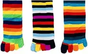 [UP] 6 Pairs Men WOMEN GIRL KNEE HIGH TOE SOCKS Rainbow Stripe Party Costume Ball