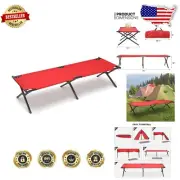 Red Portable Camping Cot - Durable Oxford Fabric, Perfect for Naps Anywhere