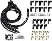 Universal 8.5mm Spark Plug Spiral Core Silicone Wires Set Black with 90 Degree Boots Fits HEI & Non-HEI V8