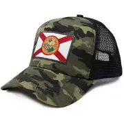 Florida State Flag Trucker Cap, Baseball, Snapback (CAMO)