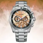 【CITIZEN 星辰】CHRONOGRAPH 三眼不鏽鋼碼錶計時潮男石英錶-玫瑰金44MM(AN8200-50X 防水100米)