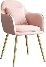 Makeup Chair Side Table with Gold Metal Legs and Upholstered Footrest Soft Cushion and Pillow for Kitchen Bedroom Decor (Pink) 80 * 25 * 25cm