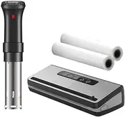 Sous Vide Starter Kit with Precision Cooker, VS110 Vacuum Sealer & 2 Vacuum Bag Rolls – App Control, 0.2ºC Accuracy, Wet & Dry Sealing, Food Freshness & Sous Vide Ready