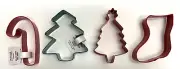 4pc Wondershop Holiday Cookie Cutters , Christmas Tree Candy Cane Stocking