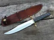 Handmade Stainless Steel Fixed Blade Bowie Camping Knife With Leather Sheath