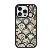 iPhone 16 Pro Impact Ring Stand Case MagSafe Compatible Art Deco Marble Tiles in Soft Pastel on transparent 2