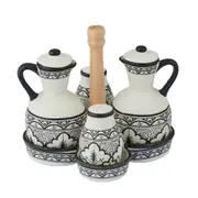 Coast to Coast Aleah Ceramic 5 Piece Cruet Set 18x19cm - Black