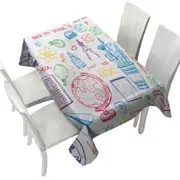 Funny Multi Colored Back to School Kit Tablecloth