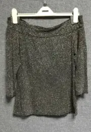 Wallis Ladies Off The Shoulder Sparkle Top Black UK 12 RRP £28 LN101 KK 06