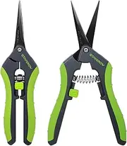 STAYGROW 2pcs 6.5" Pruning Shears for Gardening, Ultra Sharp Garden Scissors for Precise Cuts, Stainless Steel Bonsai Clippers with Spring Loaded, 6.5 Inch Garden Shears (1pc Straight & 1pc Curved)