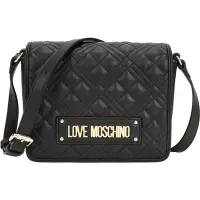 在飛比找Yahoo奇摩購物中心優惠-LOVE MOSCHINO 金屬字母菱格皮革翻蓋斜背風琴包(