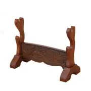 Wenge Wood Katana Samurai Sword Holder Stand Rack Mandarin Duck Carved 2 Tier