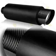 BLACK STAINLESS 4" FIRE BALL CARBON FIBER TIP 2.5" INLET EXHAUST WELD-ON MUFFLER
