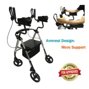 Armrest Rollator Walker Frame4 Wheels Mobility Seat Seniors Aids Outdoor Elderly
