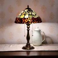 在飛比找蝦皮商城優惠-12"瑪瑙綠卵石紅小石銅座雙燈桌燈床頭桌燈氣氛桌燈客廳桌燈|