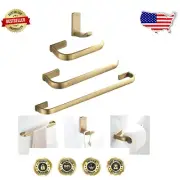 Durable Antique Brass Bathroom Set: Towel Holder, Robe Hook & Paper Holder Combo