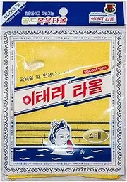 Korean Asian Exfoliating Bath Washcloth Towel 4pcs(Yellow) GOLDSANGSA