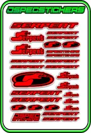 RC STICKERS MODEL CAR SERPENT RACING BRUSHLESS F1 1/10 DRIFT 1/8 BUGGY RED B