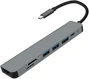 KONTONTY 7 USB Hub Adapter Portable Port USB Splitter with Video Output for Laptops Tablets and Phones Pd Fast Charging Transfer Speed