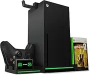 TNP Vertical Stand for Xbox Series X - Series X Charging Station for Controller with 2 Pack 1300mAh Rechargeable Battery for Xbox Series X Controller - 10 Slot Game Storage and Headset Hook