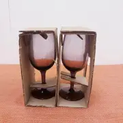 New Vintage set of 2 Libbey Royal Plum Wine Glasses #0700565