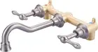 2-Handle Bathroom Wall Mount Lavatory Faucet Brushed Nickel Sink Brass Roug