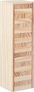 Relaxdays 10022792 Wooden Wobble Tower, 54 Building Blocks for Stacking, Fun Stacking Game for Children and Adults, Wooden Toy, Natural