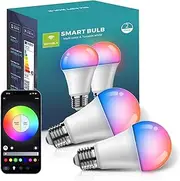 LED Smart WiFi Bulb E27 9W Alexa&Google Home Compatible, Tenmiro RGB Bluetooth Bulbs 800Lm Warm White Dimmable Timing Energy Saving DIY 16 Million Colors Music sync for Room,Gaming,Kitchens