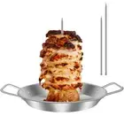 Vertical Meat Skewer Stainless Steel Grill Rack Stand with 3 Spikes Barbecue⋓