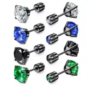 Titanium G23 Implant Grade 5A Cubic Zirconia Double Side Men Women Stud Earrings