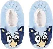 [Bluey] Girl's Snuggle Toe Plush Footlet Socks Slippers, Blue,