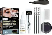 Kcolly Semi-permanent Eyebrow and Eyelash Dye Kit Waterproof Smudge-proof Eyebrow Eyelash Tint Set Long-lasting Color Sweat-proof Easy to Use