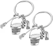 Alipis Keyring for Car Cleaning Fairy Keyring Metal Bucket Broom Key Ring Fashion Keychain Housekeeping Pendant
