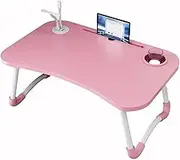 Adjustable Folding Laptop Table Lap Desk Bed Computer Tray Stand with Cup Slot and Fan Notebook Breakfast Book Holder Foldable Computer Desk Efficency