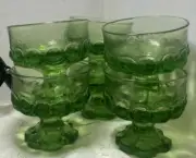 Tiffin Madera 6pc Apple Green Fused Glass dessert goblets VTG Mint Condition