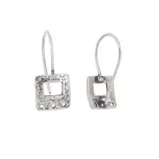 Oxidized Sterling Silver Hammered Square French Hook Earrings Ear Wire #51339