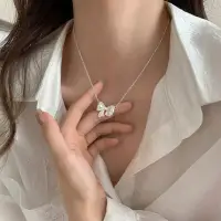 在飛比找momo購物網優惠-【KT DADA】女生項鍊 純銀項鍊 蝴蝶結項鍊 韓國項鍊 