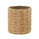 Design Square Molly Round Woven End Lamp Side Table Glass Top Metal Frame Natura