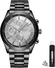 [BOSCK] Men's Casual Business Watch – Sporty Stainless Steel Design, 30M Waterproof, Quartz Movement, No Chronograph, Perfect for Everyday Wear