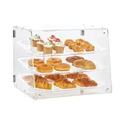 Pastry Display Case, 3-Tier Commercial Countertop Bakery Display Case, Acrylic Display Box with Rear Door Access & Removable Shelves, Keep Fresh for Donut Bagels Cake
