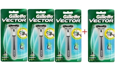 Gillette Vector Razor Blade Refill Cartridge Shaver Handle 2 Razor & 2Twin Blade