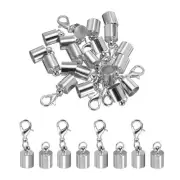 10Pcs Cord End Caps, 6.5mm End Caps Barrel Beads Kumihimo Iron (Dark Silver)